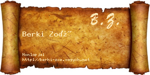 Berki Zoé névjegykártya